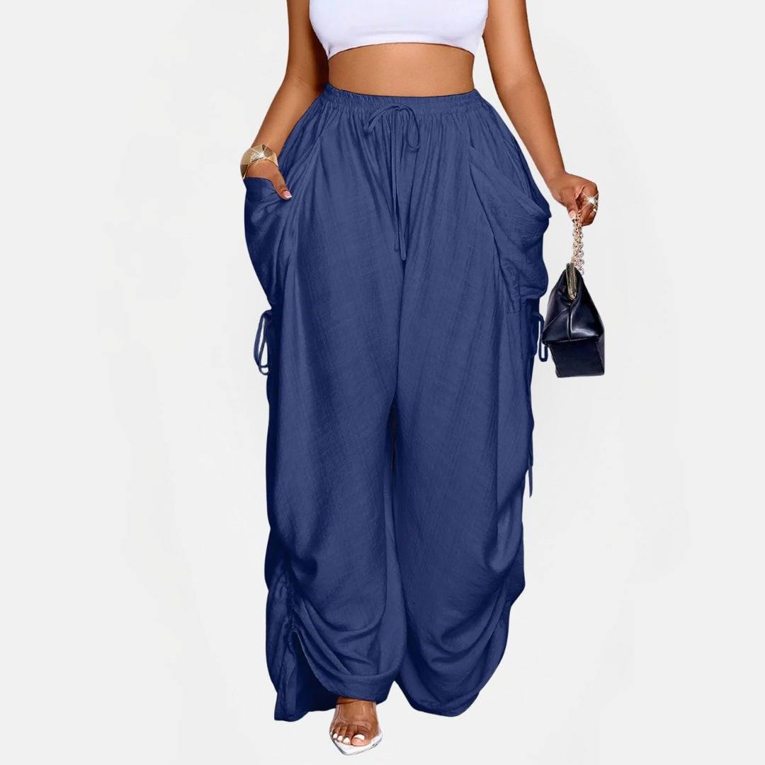 Women's Wide Leg Balloon Harem Pants with Cinched Ankle