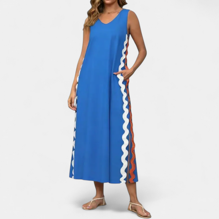 SELENE | Lace Trim Sleeveless Midi Dress