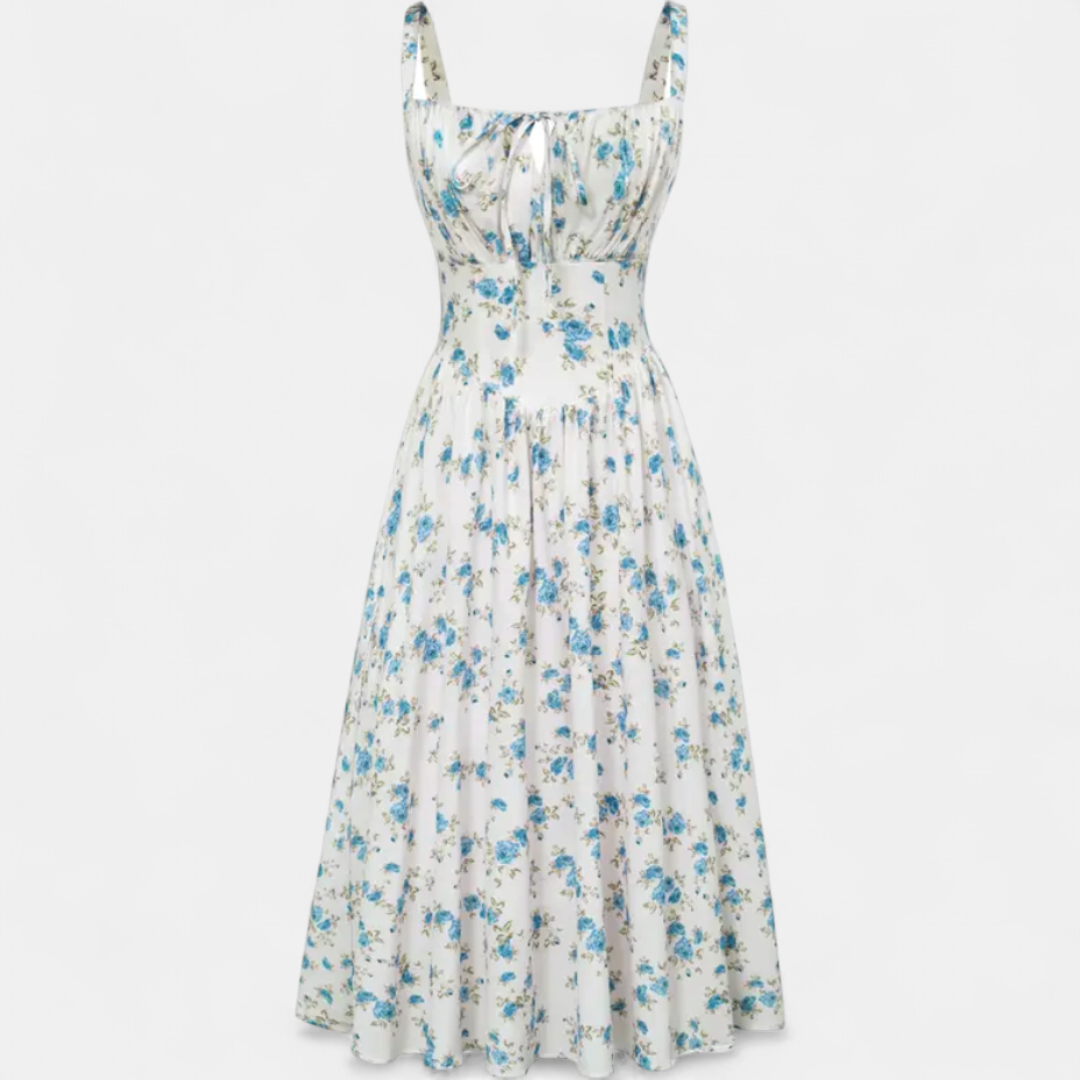 CALISTA | Floral Smocked Tie-Waist Midi Dress
