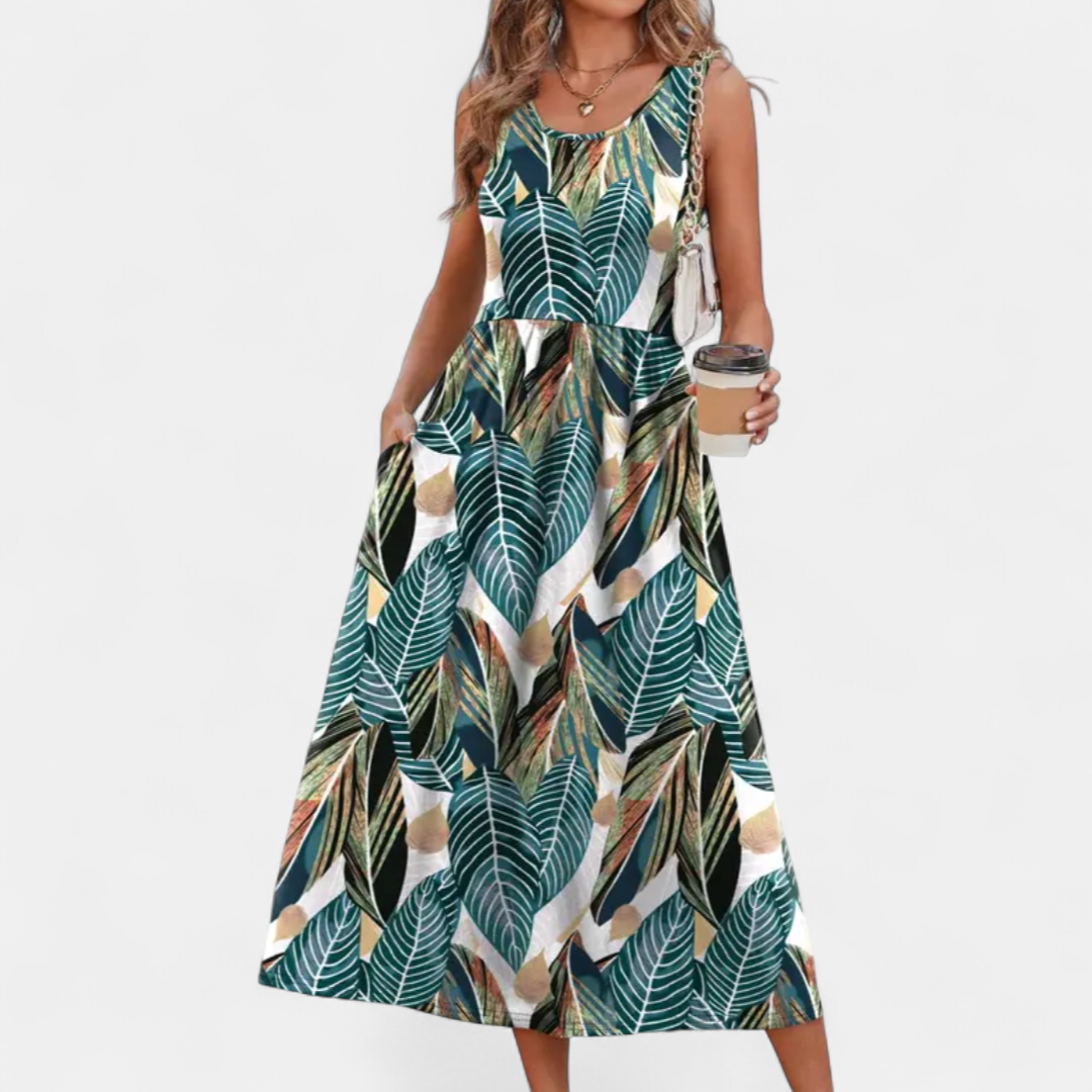 ZEPHYRA | Boho Floral Halter Midi Dress