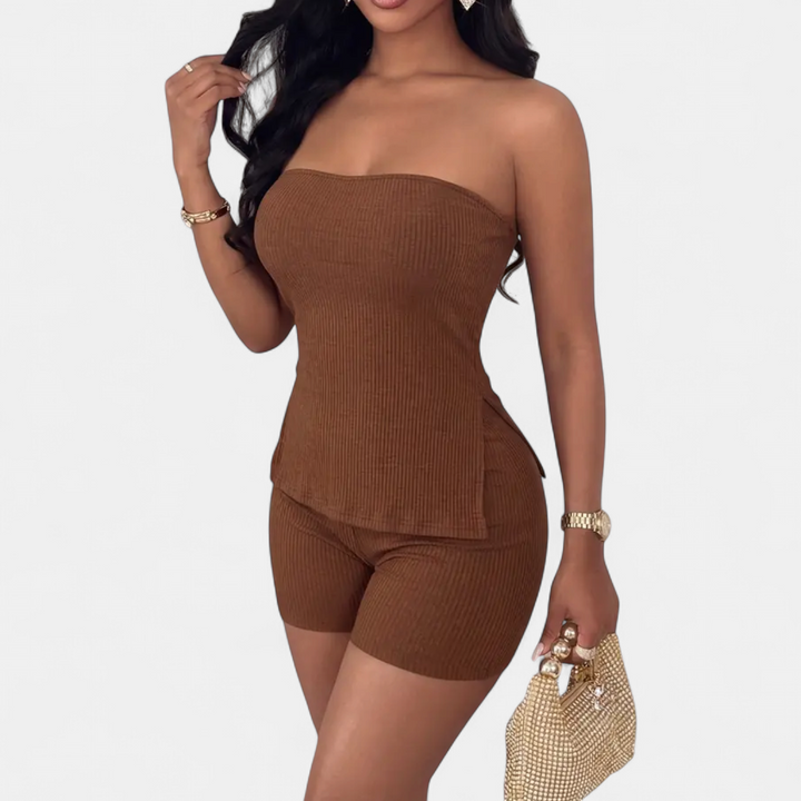 BETTINA | Slim Ribbed Tube Top & Shorts Set