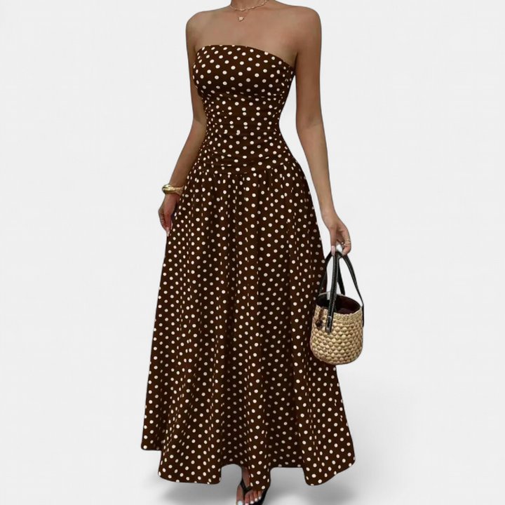 ODESSA | Polka Dot Ruffle Maxi Dress
