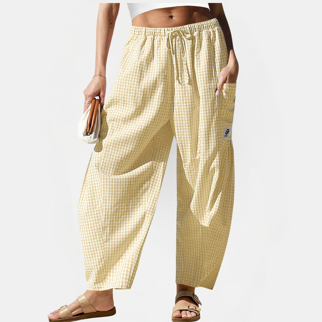Women's Cargo Patch Pocket Wide Leg Drawstring Pants