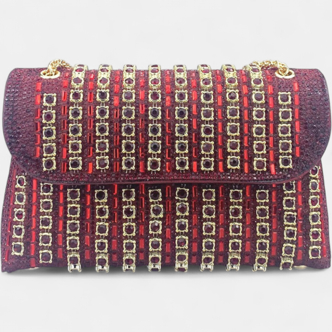Women's Rhinestone Mini Shoulder Bag, Chain Strap Flap Closure