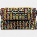 Women's Rhinestone Mini Shoulder Bag, Chain Strap Flap Closure