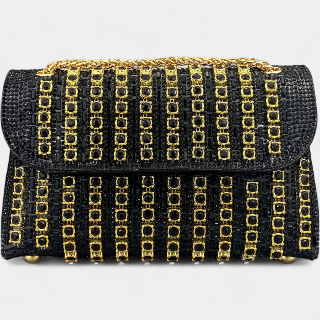 Women's Rhinestone Mini Shoulder Bag, Chain Strap Flap Closure