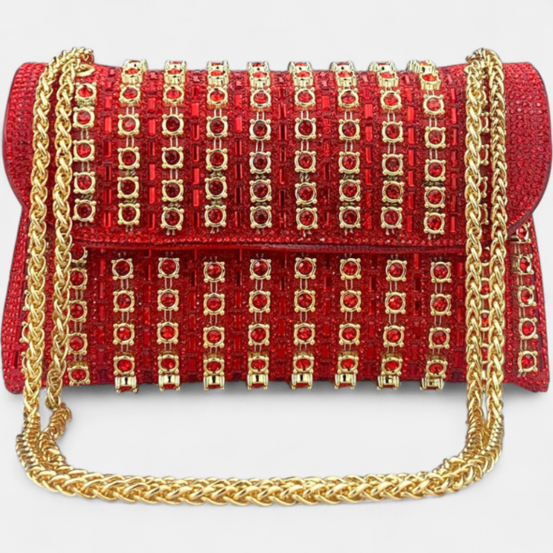 Women's Rhinestone Mini Shoulder Bag, Chain Strap Flap Closure