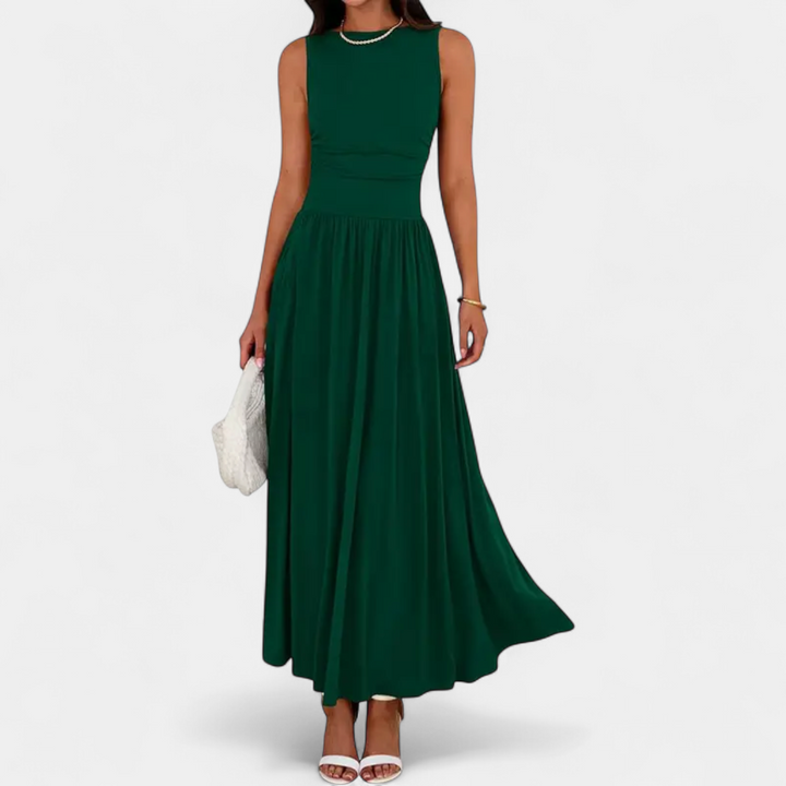 DALIA | Ruched High-Waist Flowy Maxi Dress