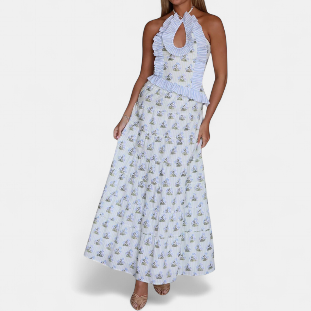 TIVONA | Ruffle Halter Flowy Skirt Set