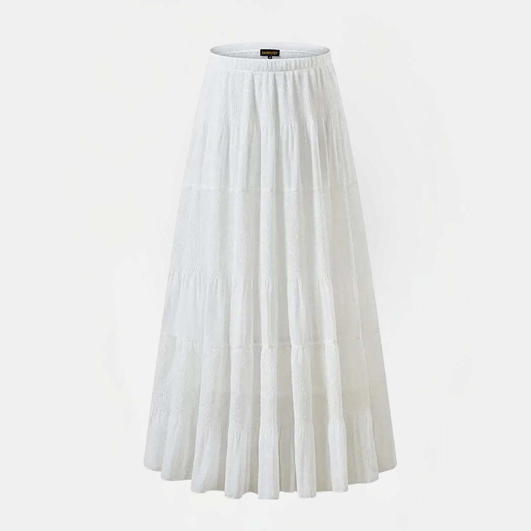 Women's High Waist Pleated Flared Chiffon Maxi Skirt