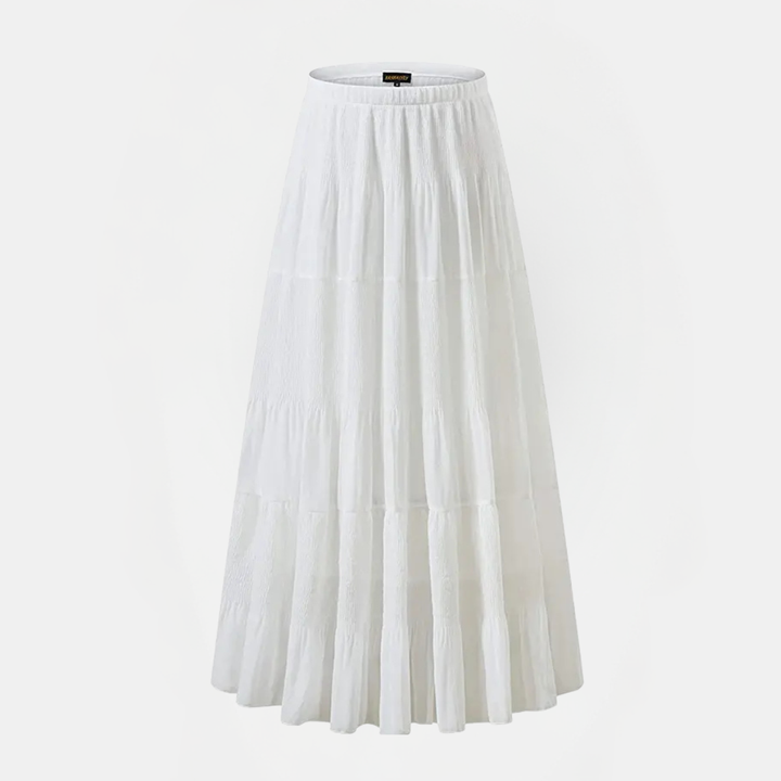 Women's High Waist Pleated Flared Chiffon Maxi Skirt