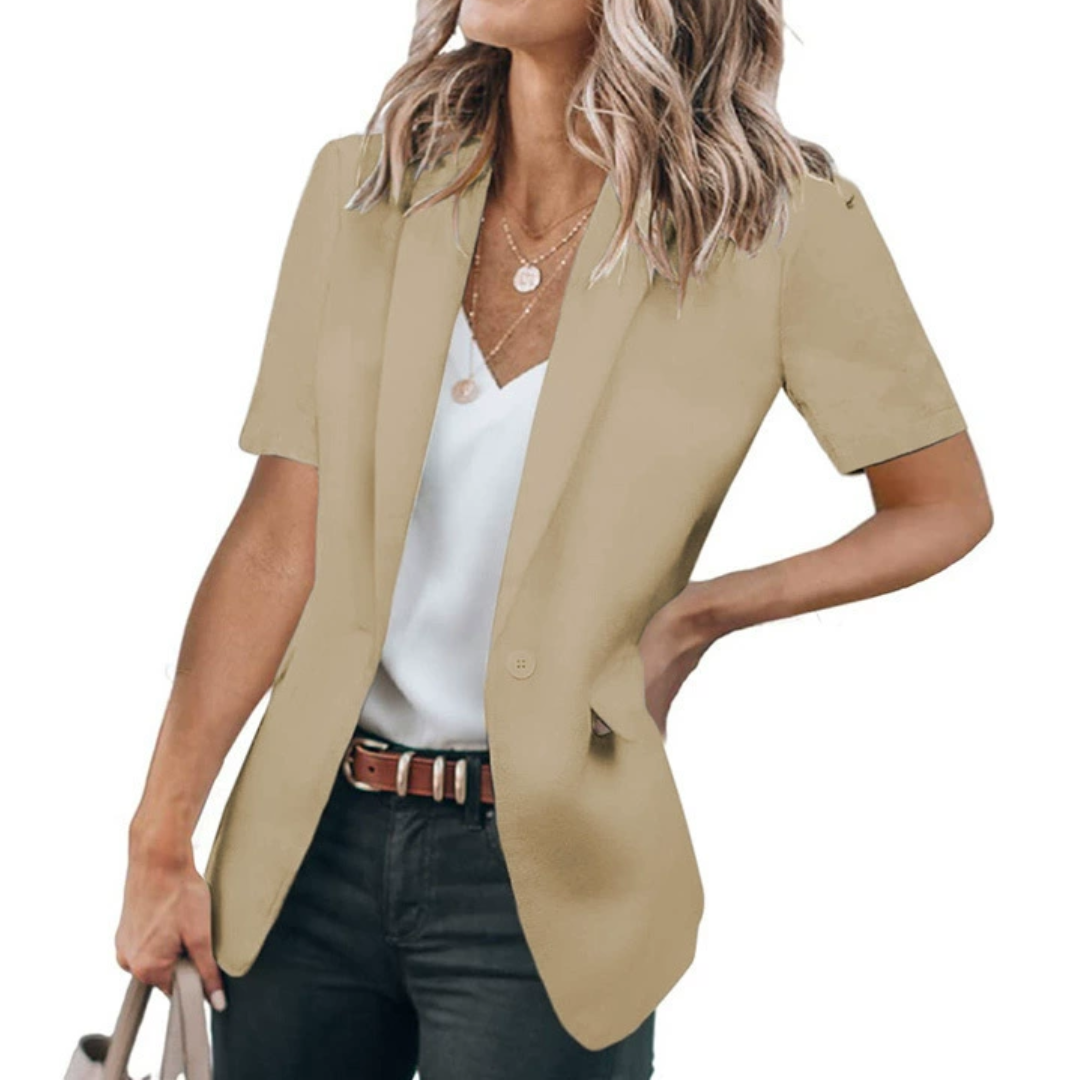 Women's Tailored Blazer Jacket, Notch Lapel One Button Elbow Sleeves