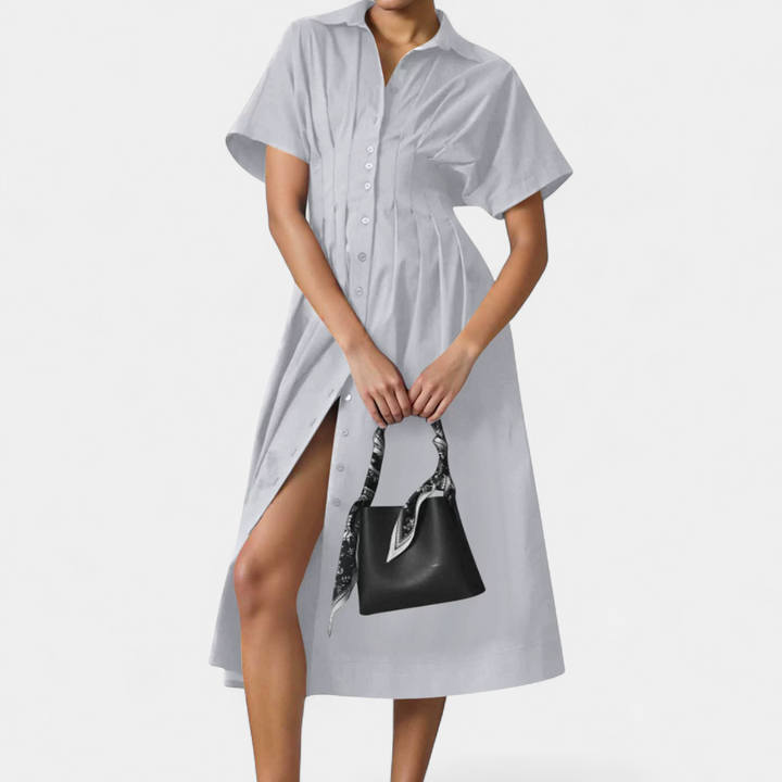 MARLO | Pleated Waist-Cinching Shirt Dress