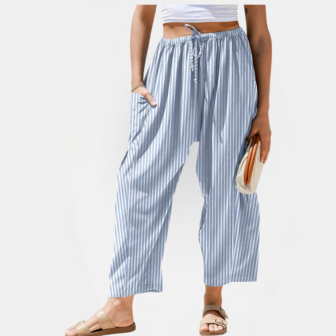 Women's Cargo Patch Pocket Wide Leg Drawstring Pants