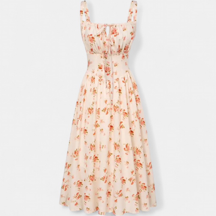 CALISTA | Floral Smocked Tie-Waist Midi Dress