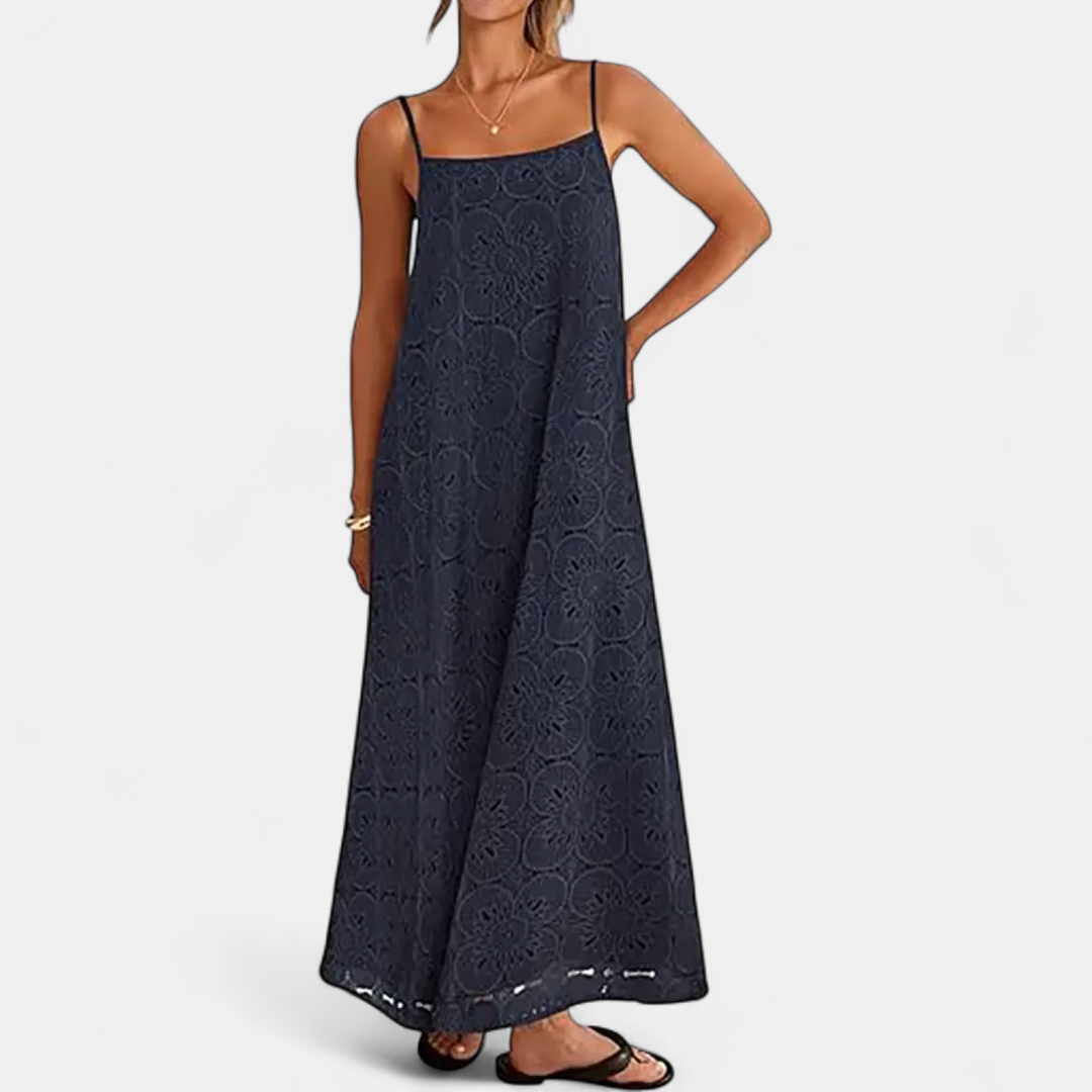 LUNA | Floral Lace Eyelet Boho Maxi Dress