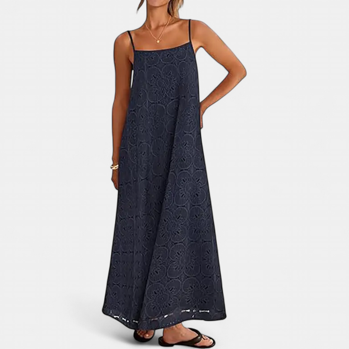 LUNA | Floral Lace Eyelet Boho Maxi Dress