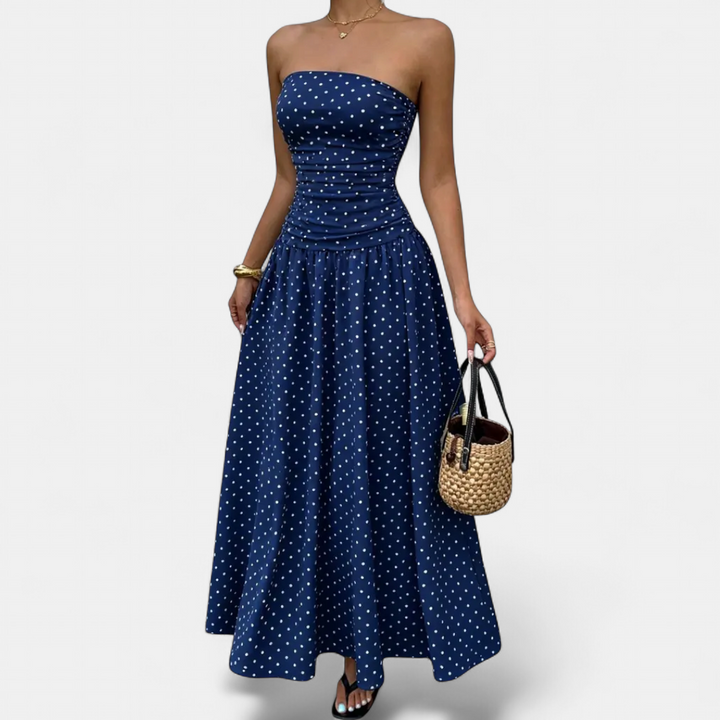 ODESSA | Polka Dot Ruffle Maxi Dress