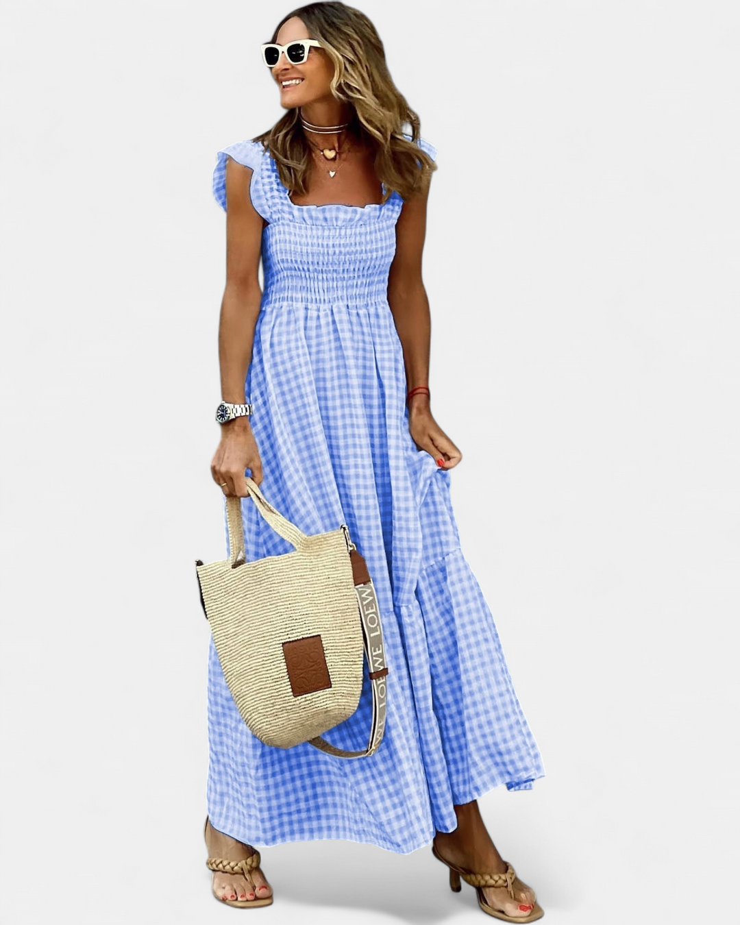 NANCY | Chic Retro Plaid Smocked Dress