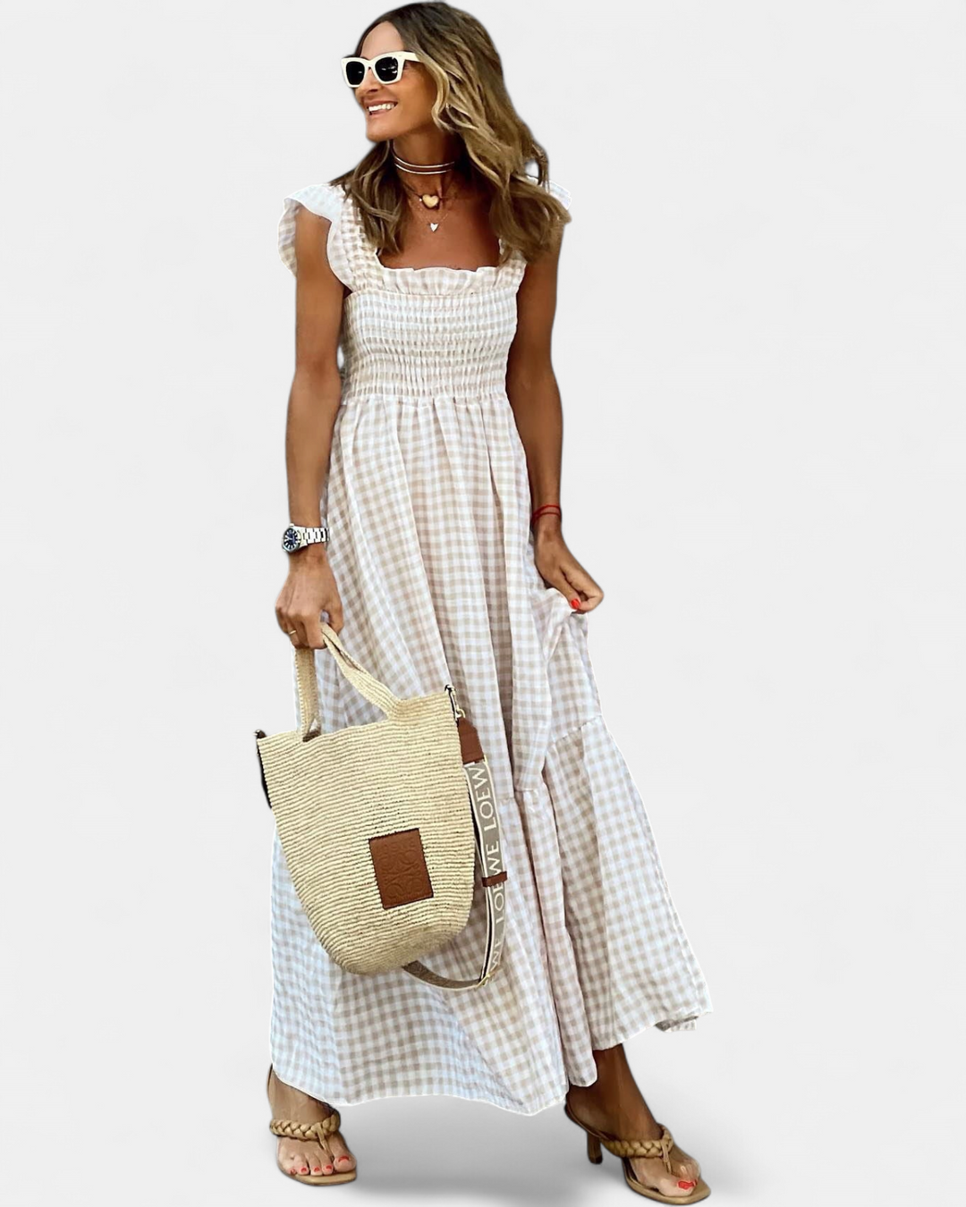 NANCY | Chic Retro Plaid Smocked Dress