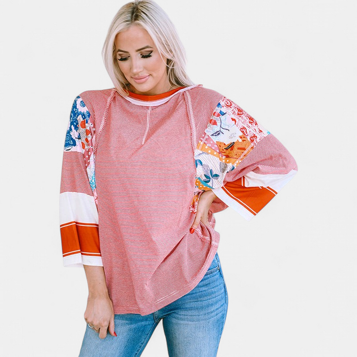 BAILEY | Lightweight Patchwork Batwing Top
