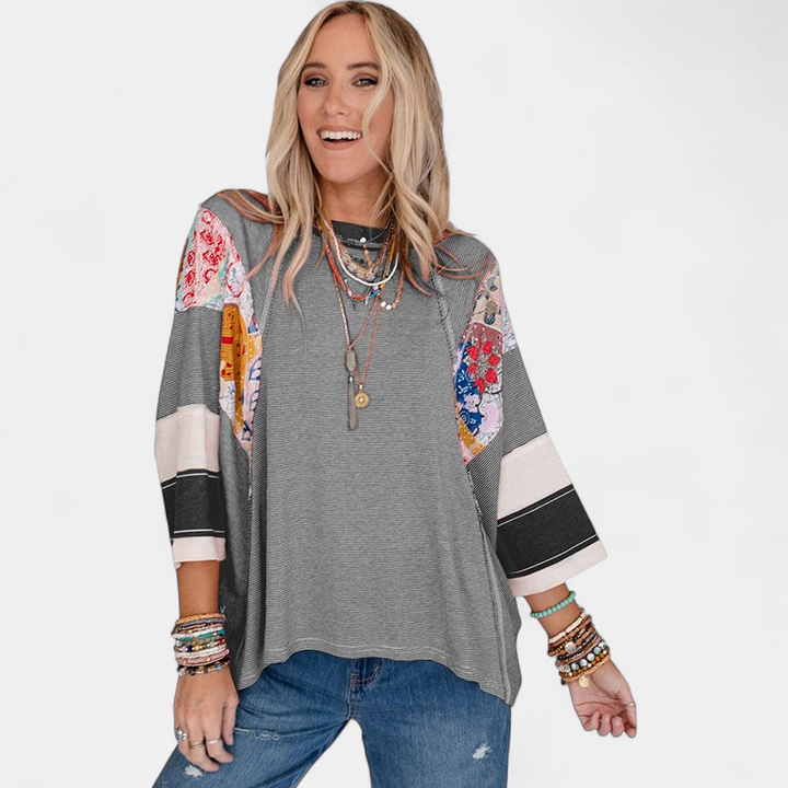 BAILEY | Lightweight Patchwork Batwing Top