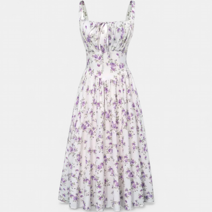 CALISTA | Floral Smocked Tie-Waist Midi Dress