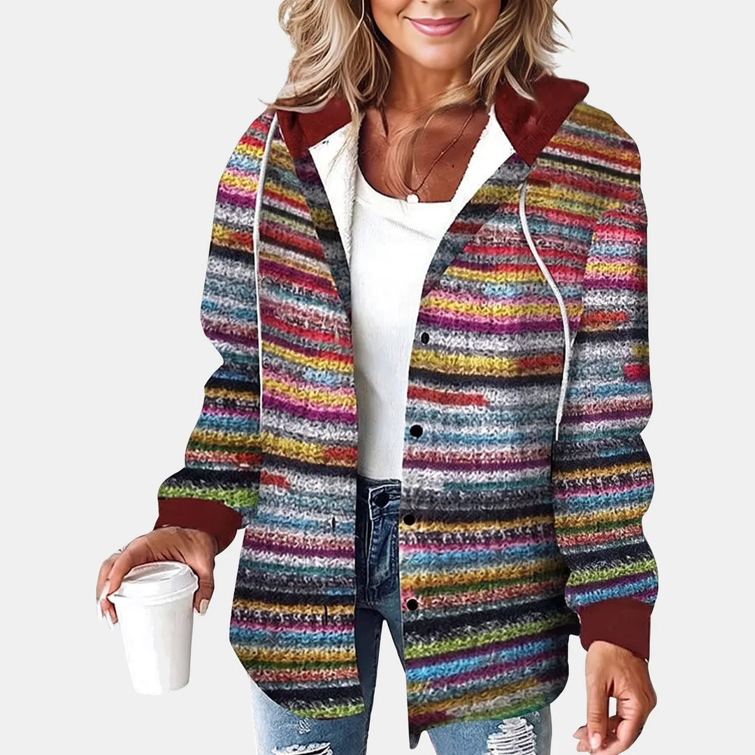 Women's Hooded Button Front Flannel Plaid Shacket Jacket