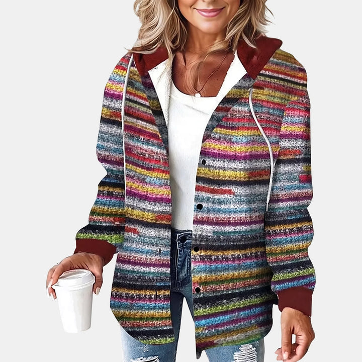 Women's Hooded Button Front Flannel Plaid Shacket Jacket