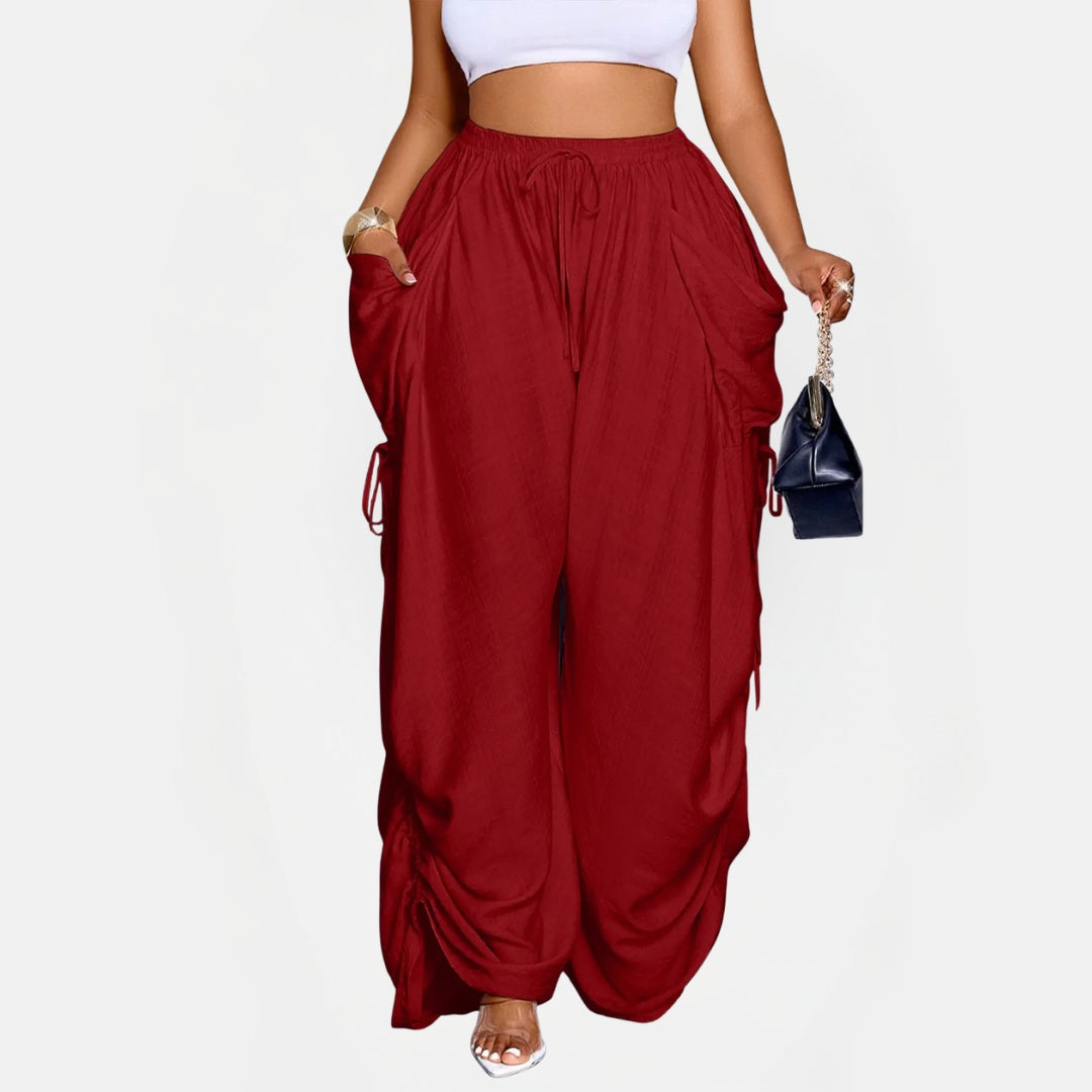 Women's Wide Leg Balloon Harem Pants with Cinched Ankle