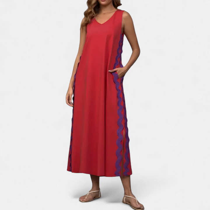 SELENE | Lace Trim Sleeveless Midi Dress