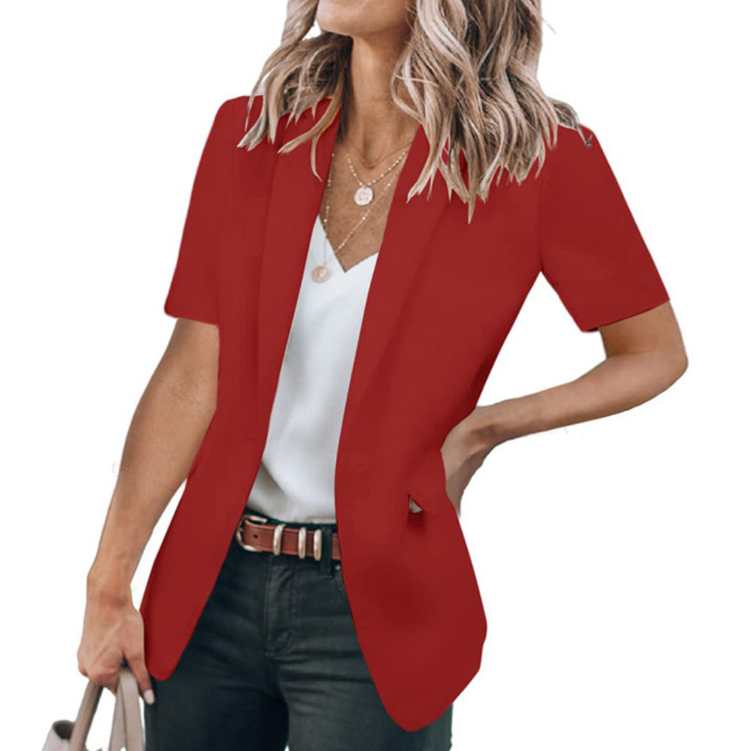 Women's Tailored Blazer Jacket, Notch Lapel One Button Elbow Sleeves