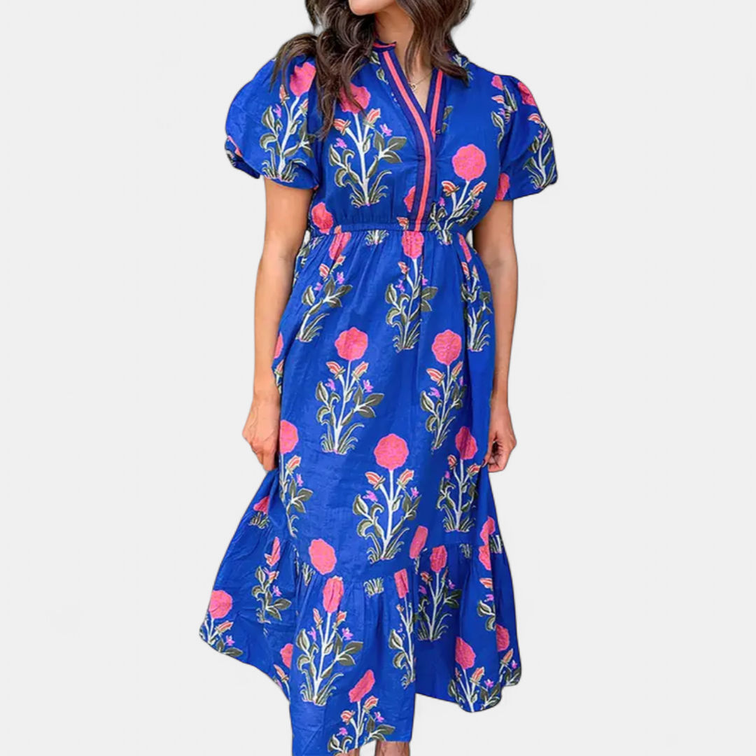 VIOLET | Romantic Floral Puff Sleeve Maxi Dress