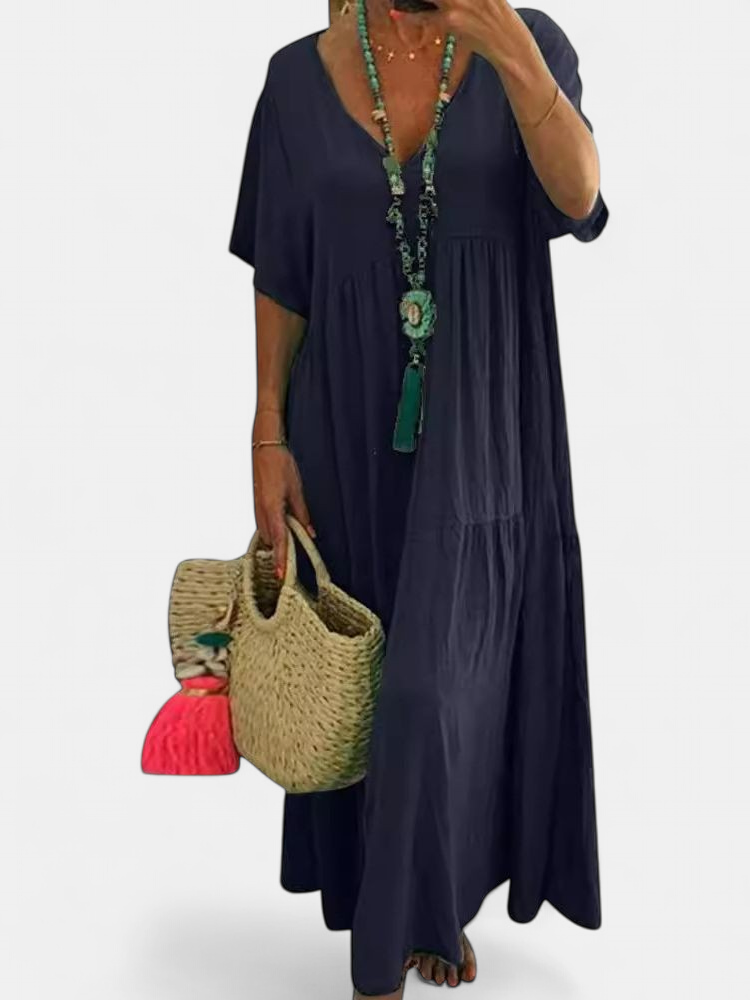 LINNEA | Soft Ruffle V-Neck Maxi Dress