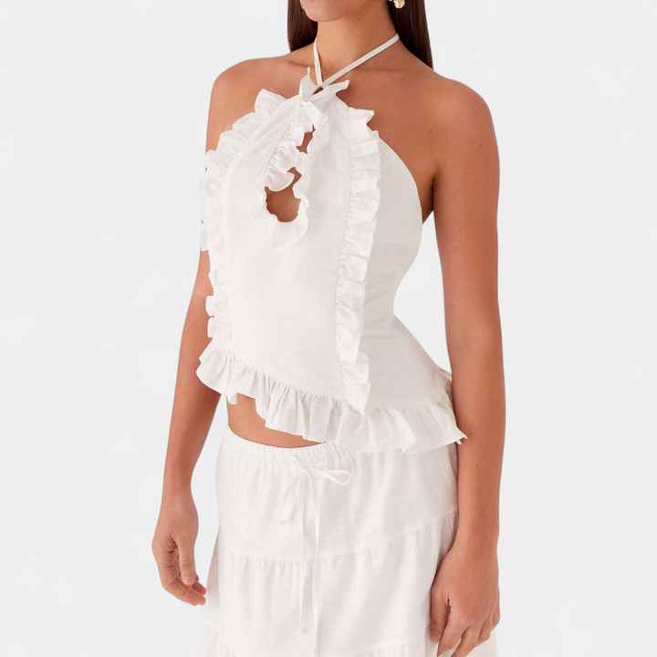 TIVONA | Ruffle Halter Flowy Skirt Set