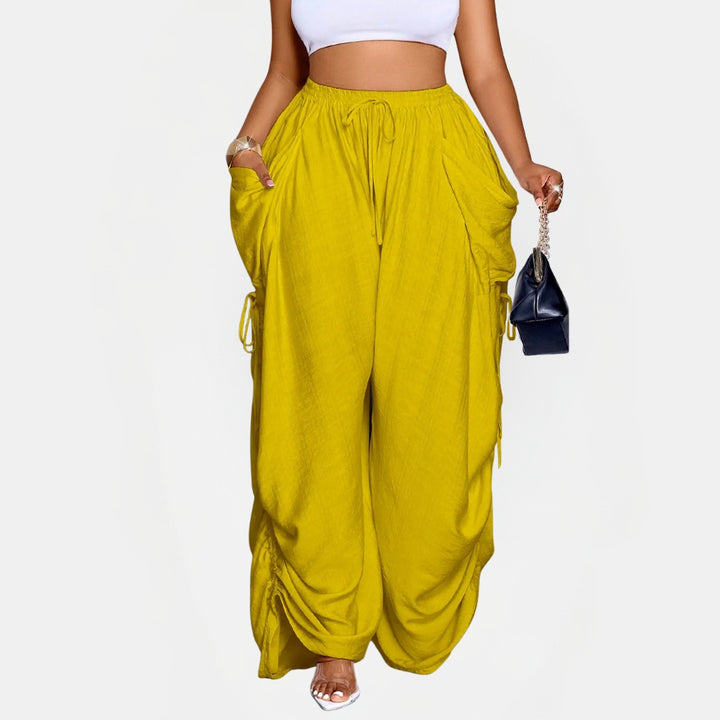 Women's Wide Leg Balloon Harem Pants with Cinched Ankle