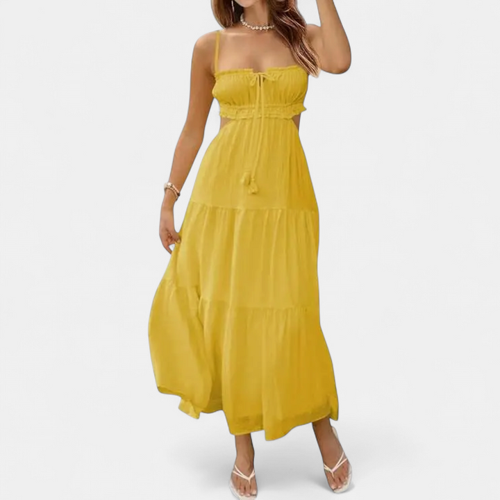 XIOMARA | Sexy Spaghetti Strap Backless Maxi Dress