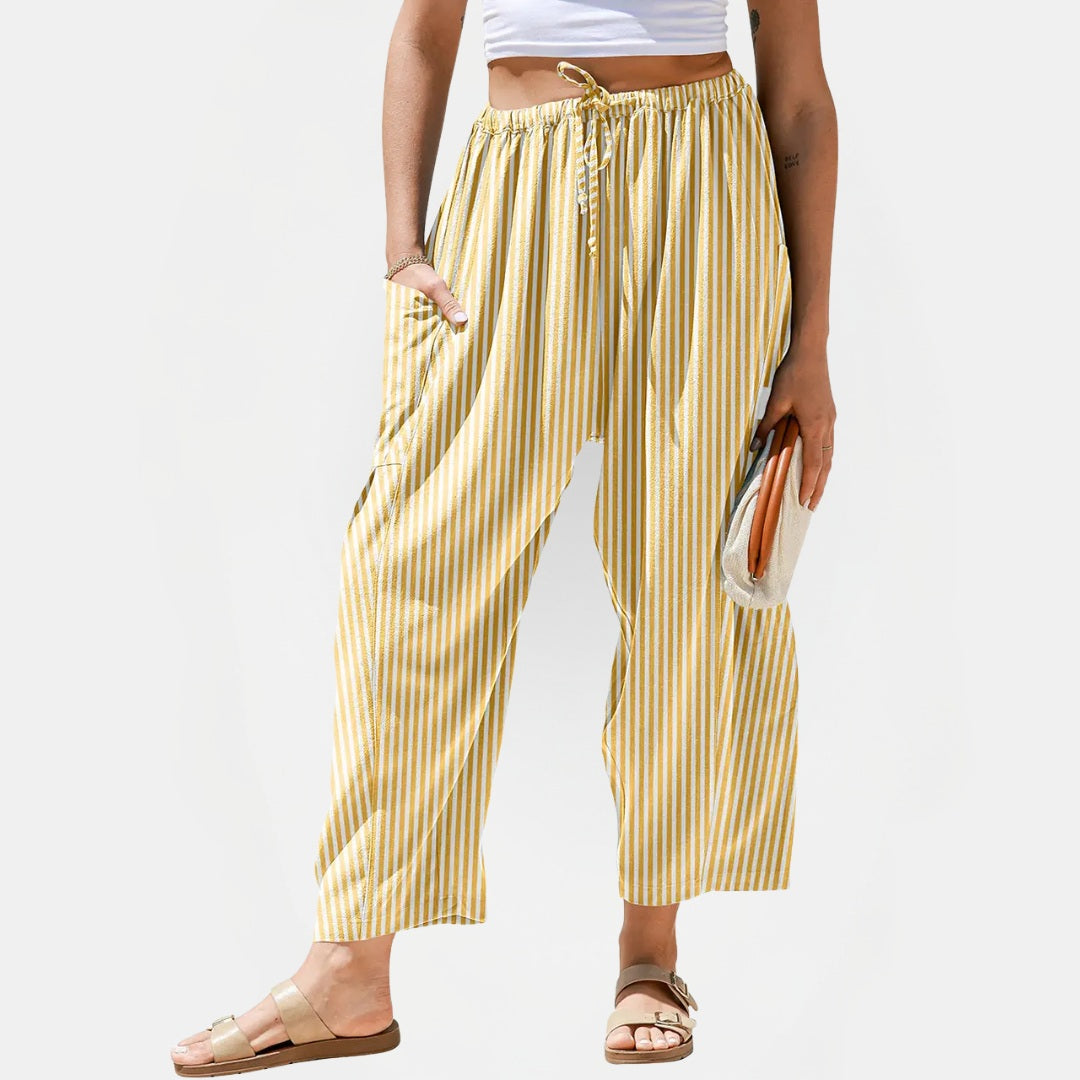 Women's Cargo Patch Pocket Wide Leg Drawstring Pants