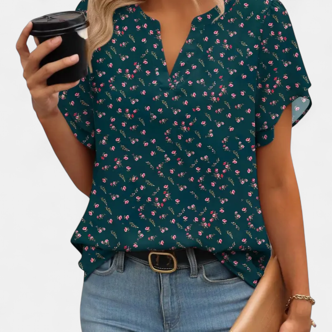 CRESSIDA | Vintage Floral V-Neck Blouse