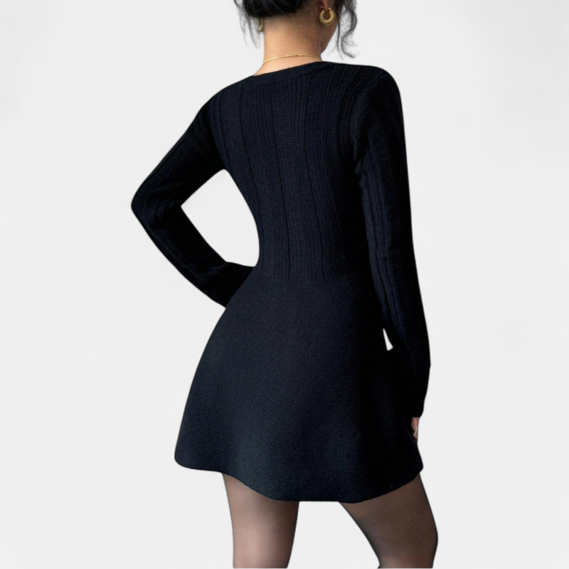 PEYTON | Chic A-Line Long Sleeve V Neck Dress