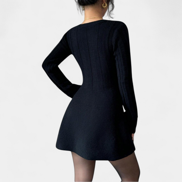 PEYTON | Chic A-Line Long Sleeve V Neck Dress