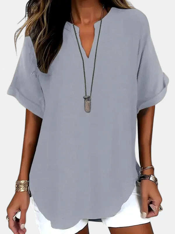 SEREIA | Casual Plain Short Sleeve Blouse