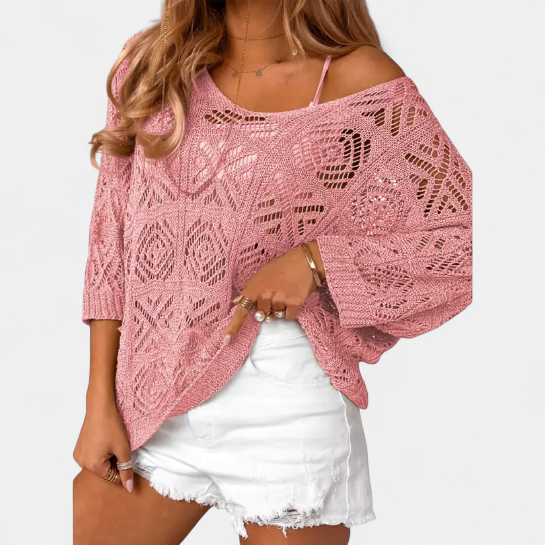 WAVERLY | Crochet Hollow-Out Batwing Sweater