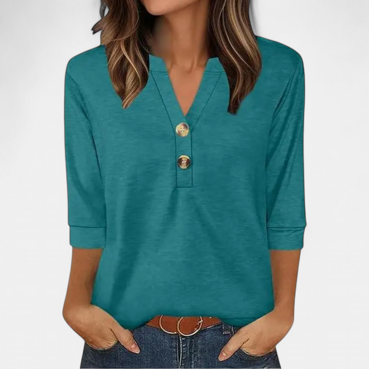 CERYS | Breezy V-Neck Button Blouse