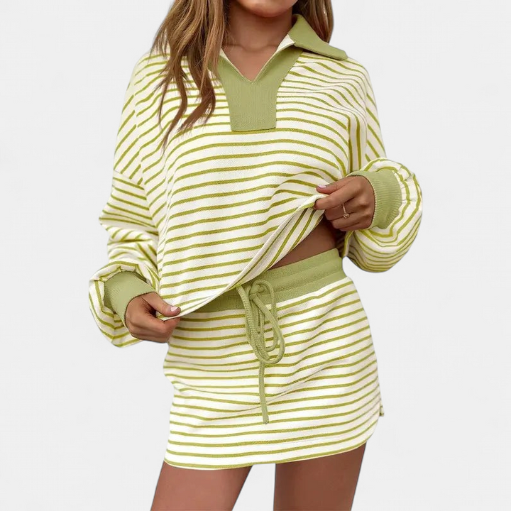 MARI | Casual Long Sleeve Sweatshirt Skirt Set