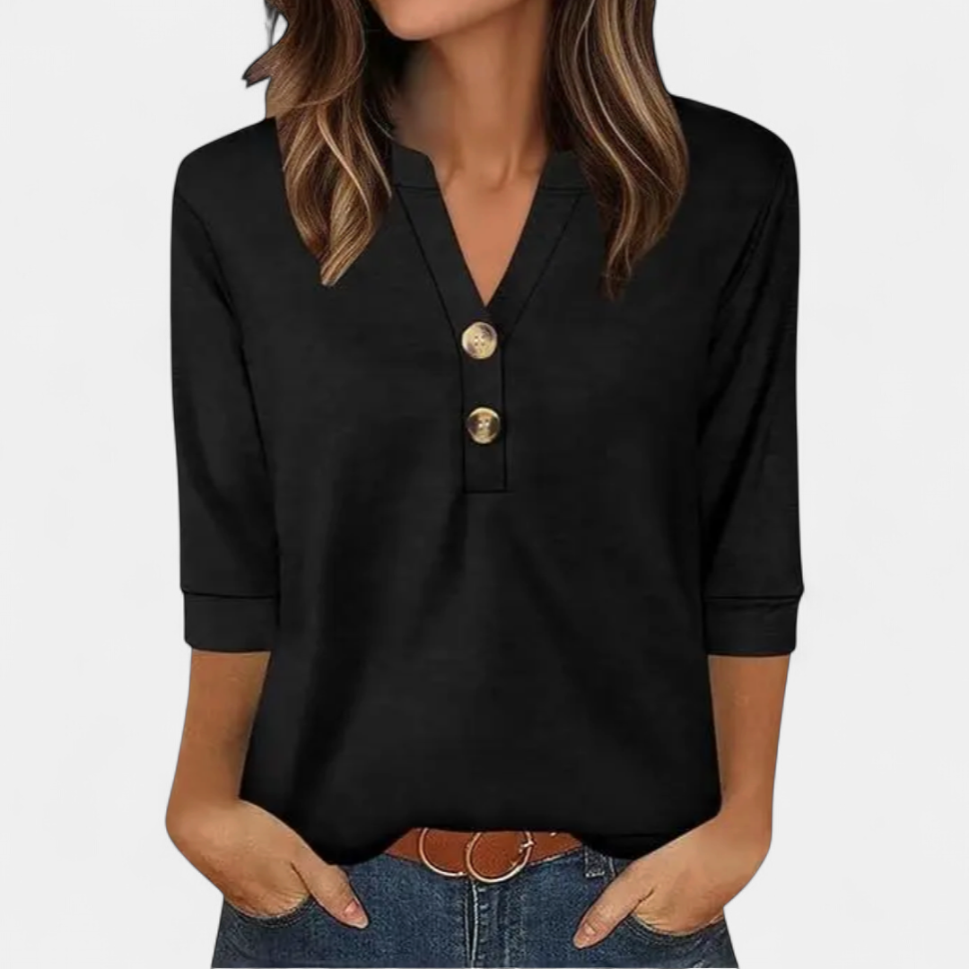 CERYS | Breezy V-Neck Button Blouse