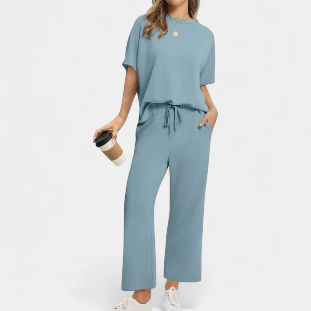 TALIA | Breezy Wide Leg Lounge Two Piece Set