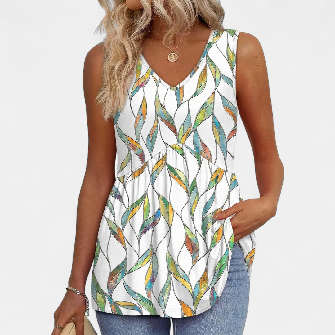 LUELLE | Printed Flowy Sleeveless Tank Top
