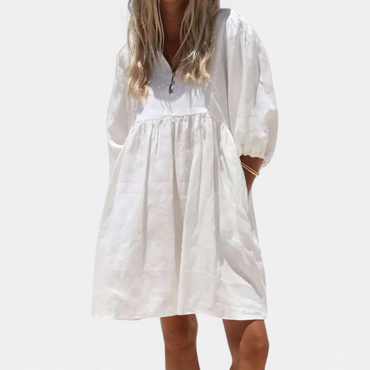BEAU | Breezy V-Neck Puff Sleeve Dress