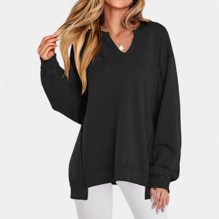 LOREN | Women's Oversized V-Neck Sweatshirt Tunic for Winter
